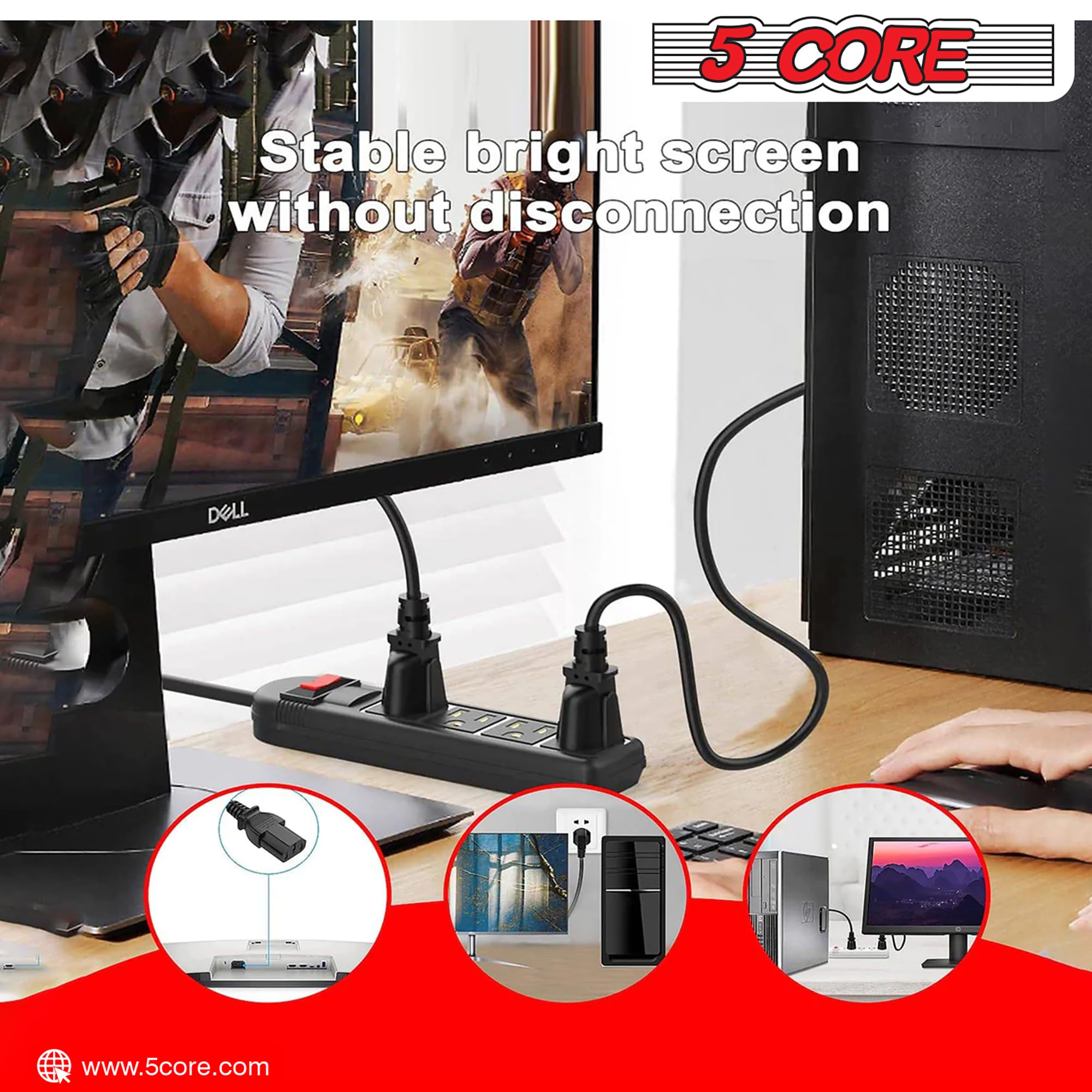 Amazon | 5コア交換用AC壁電源コード。LCDコンピューターモニターPS3